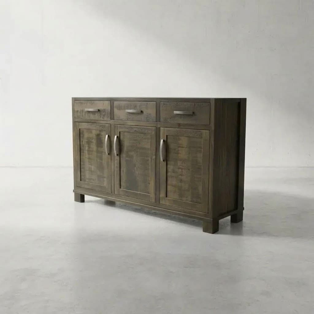 60-inch Backwoods solid wood sideboard with three doors and three drawers