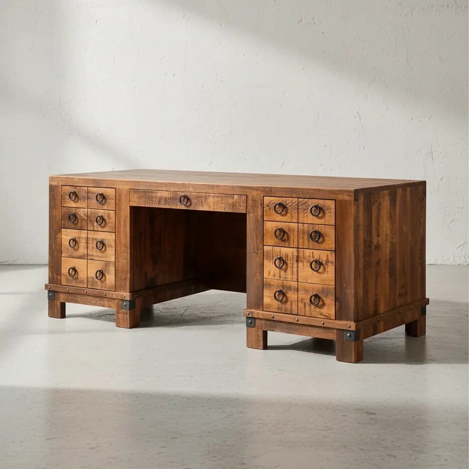 penwood furniture barrelworks executive desk 45 degree angle