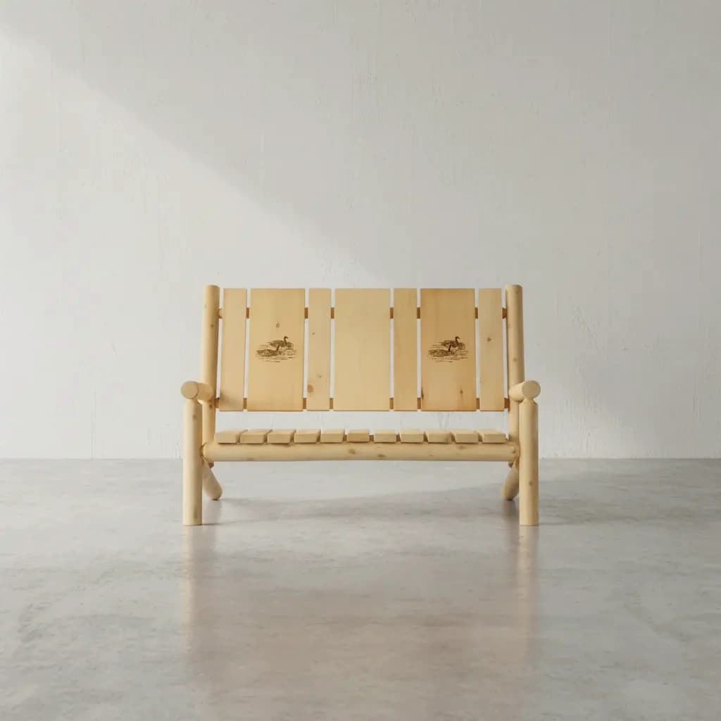 penwood furniture cedar branded back bench face on horizontal