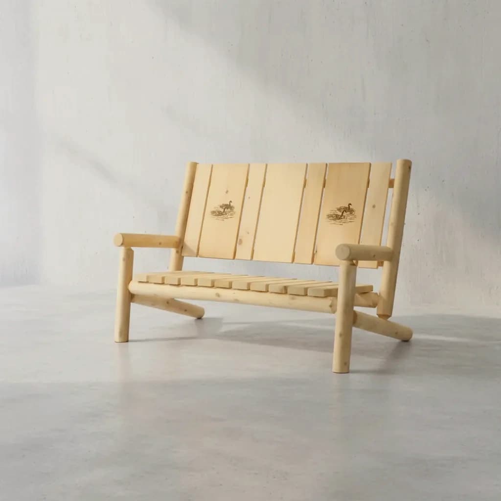 penwood furniture cedar branded back bench 45 degree angle