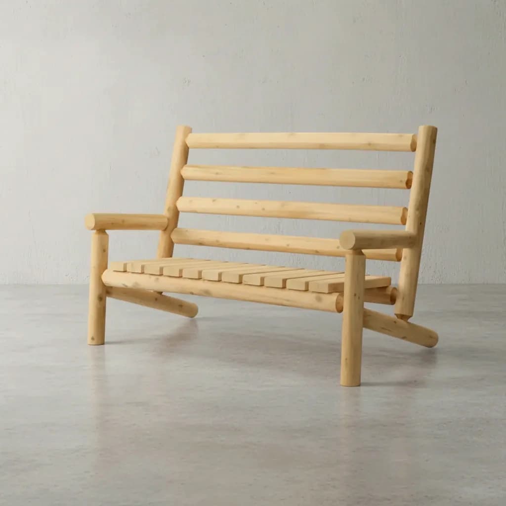 penwood furniture cedar ladder back bench 45 degree angle