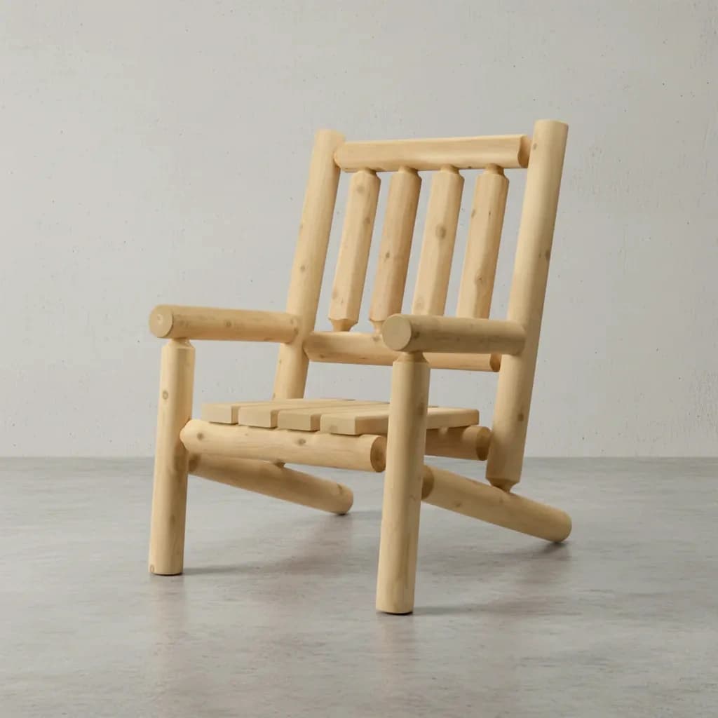 penwood furniture cedar log chair 45 degree angle
