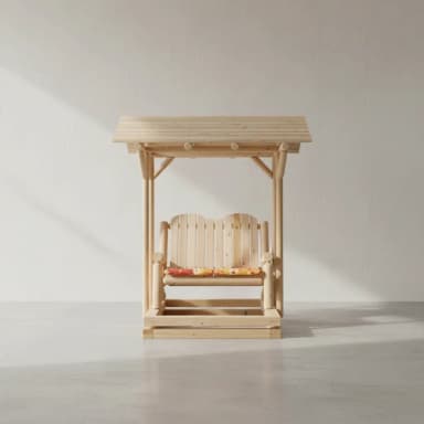 Cedar Log Glider with Roof