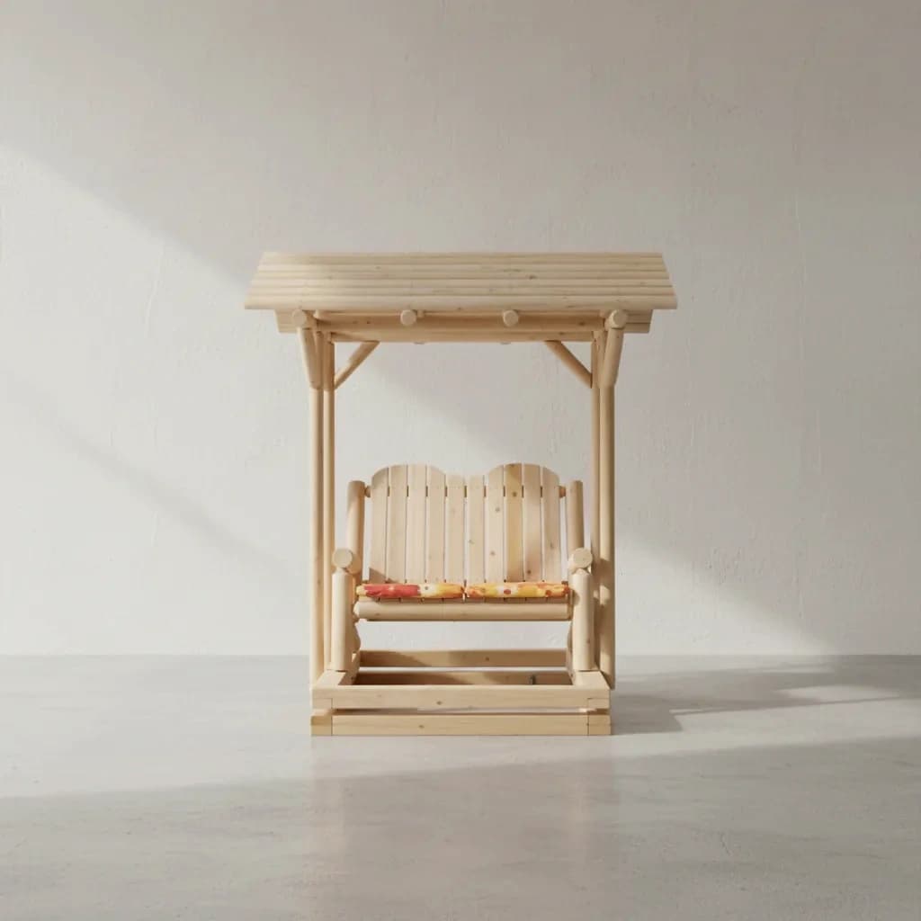 penwood furniture cedar log glider with roof face on horizontal