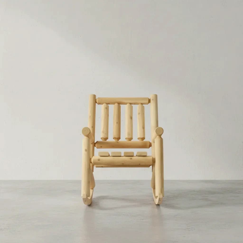 penwood furniture cedar log rocking chair face on horizontal