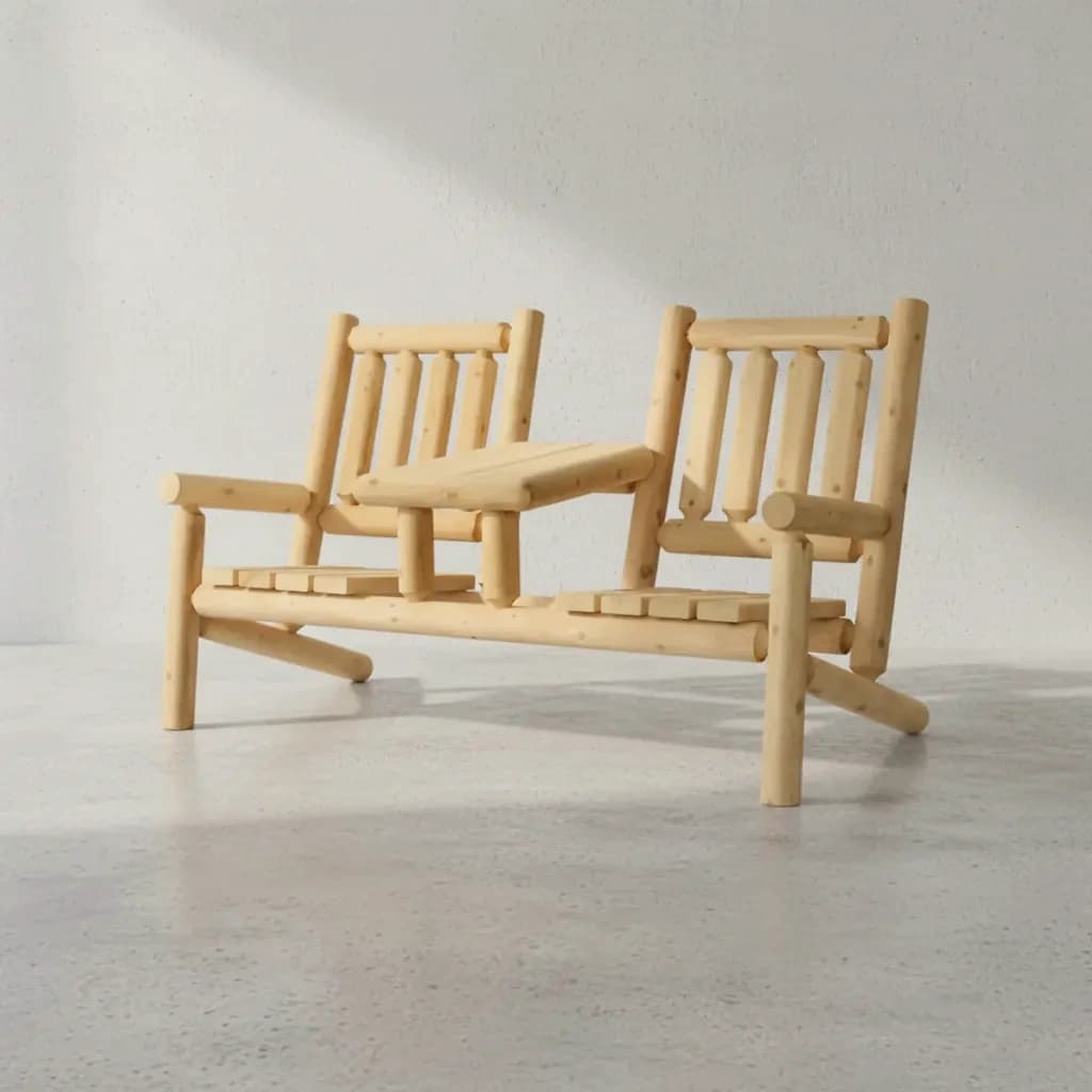 penwood furniture cedar log tea set 45 degree angle
