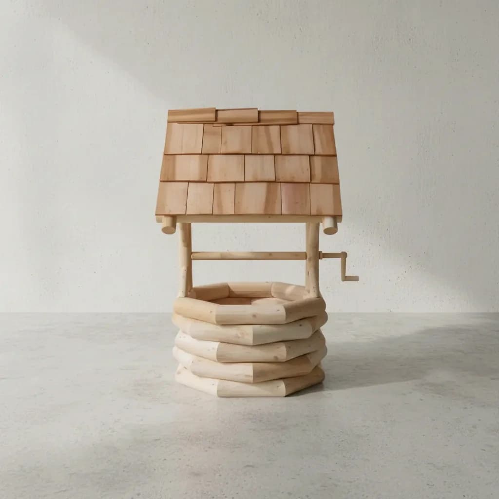 penwood furniture cedar log wishing well face on horizontal