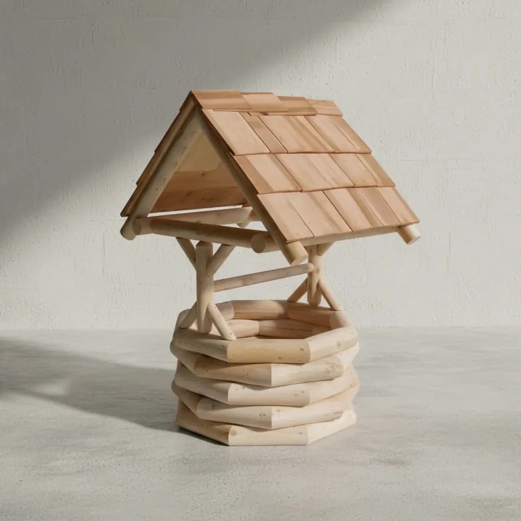 penwood furniture cedar log wishing well 45 degree angle