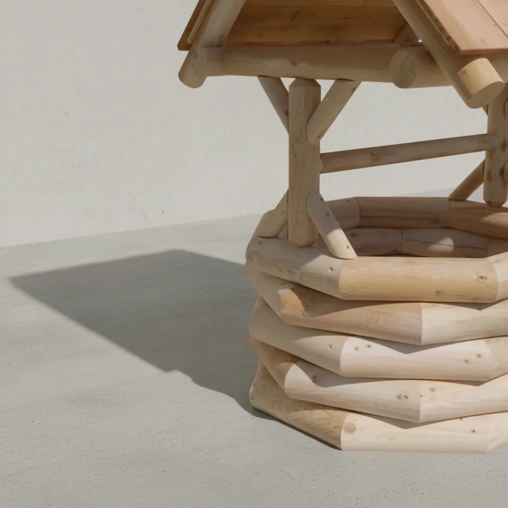penwood furniture cedar log wishing well medium close up