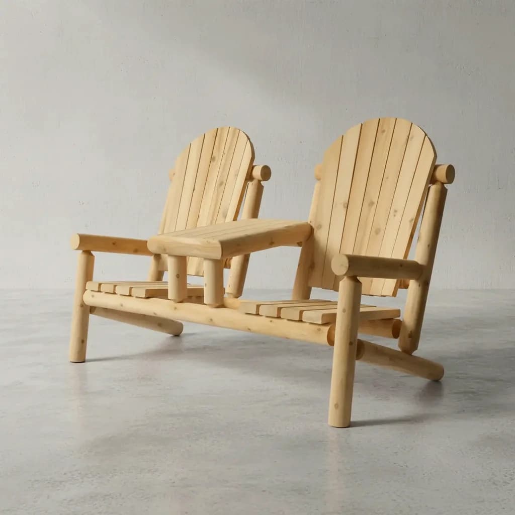 penwood furniture cedar muskoka log tea set 45 degree angle