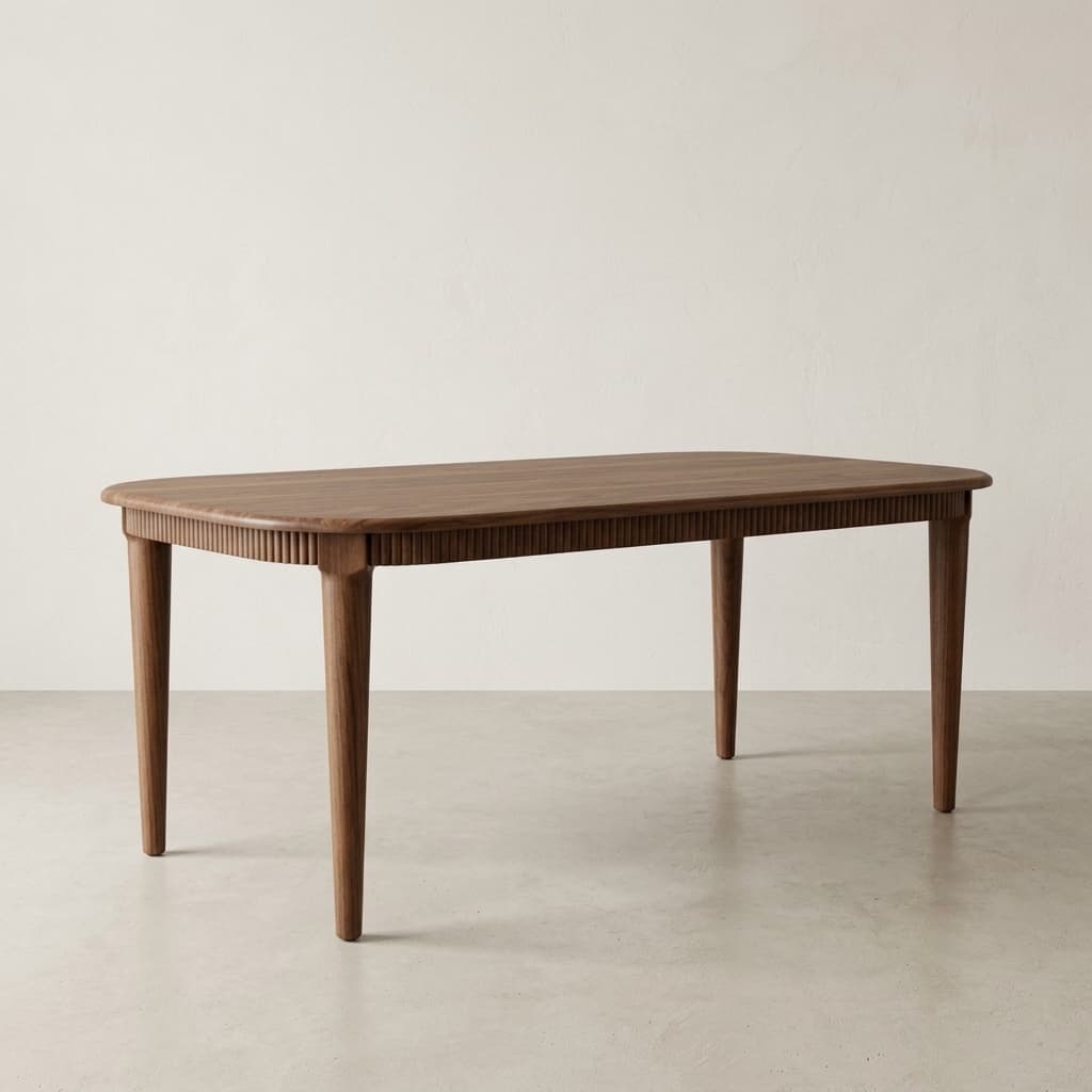 Crest table, 45-degree view
