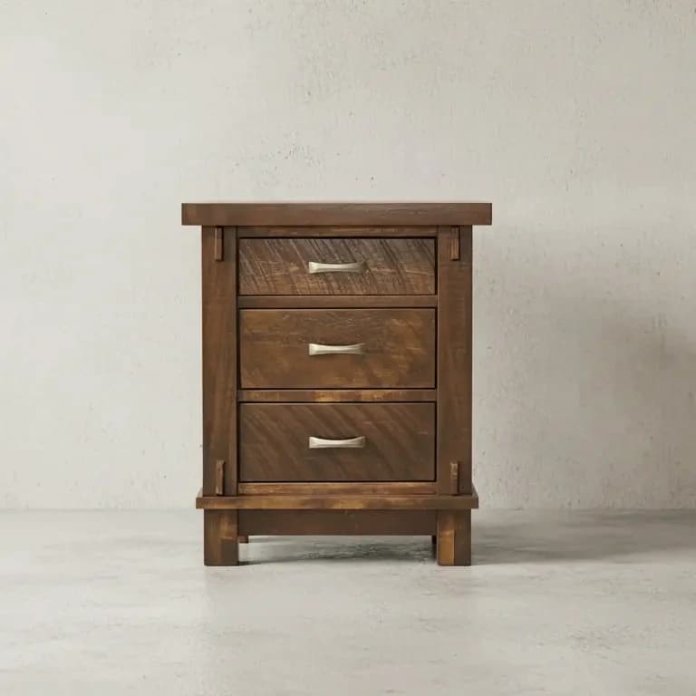 penwood furniture timber 3 drawer night stand face on horizontal