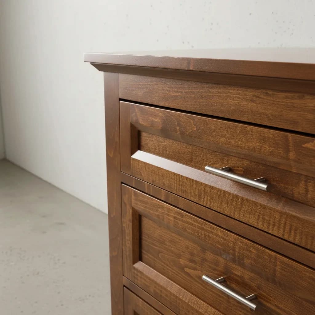 penwood furniture algonquin 5 drawer high boy medium close up