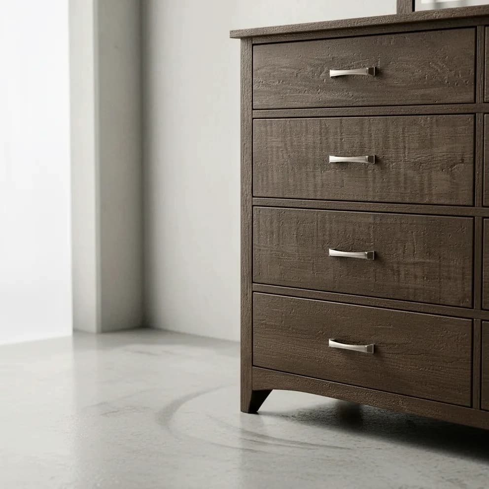 penwood furniture bancroft dresser with mirror 8 drawers medium close up