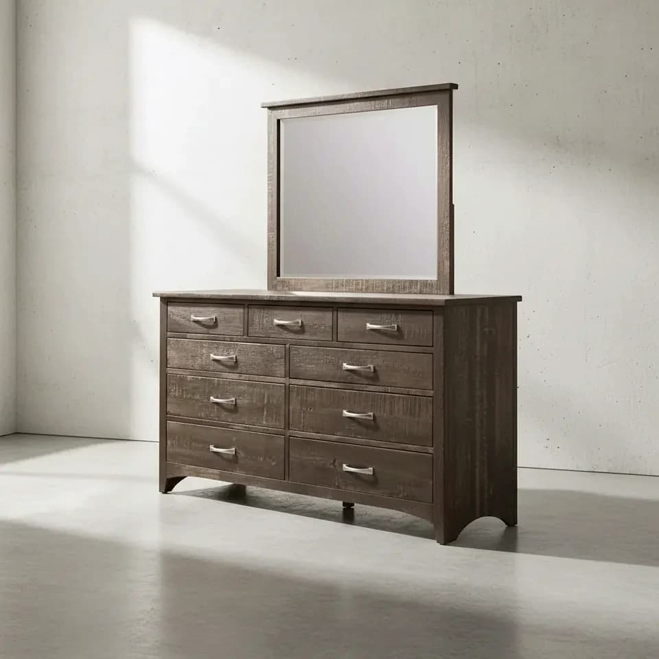 penwood furniture bancroft dresser with mirror 9 drawers 45 degree angle
