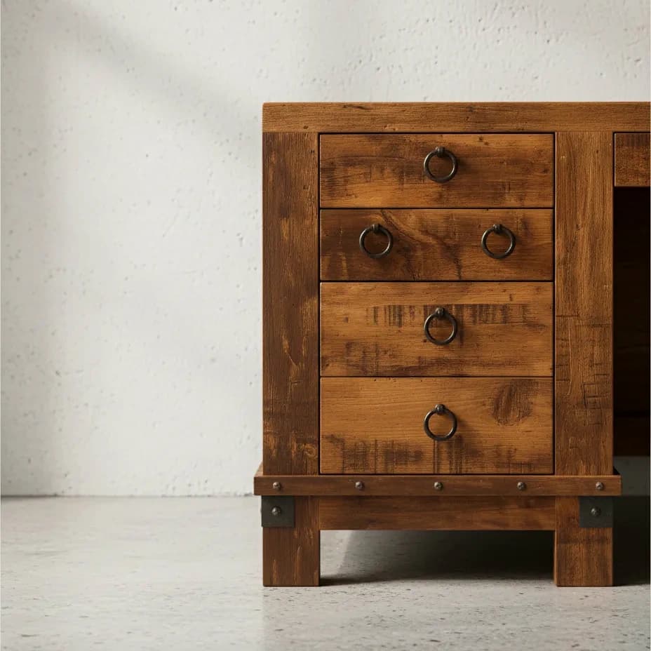 penwood furniture barrelworks executive desk medium close up