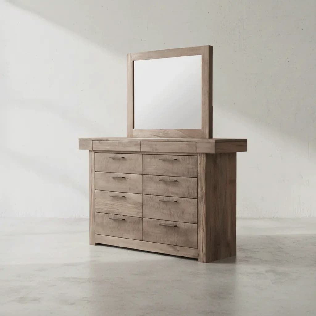 penwood furniture baxter dresser with mirror 10 drawers 45 degree angle
