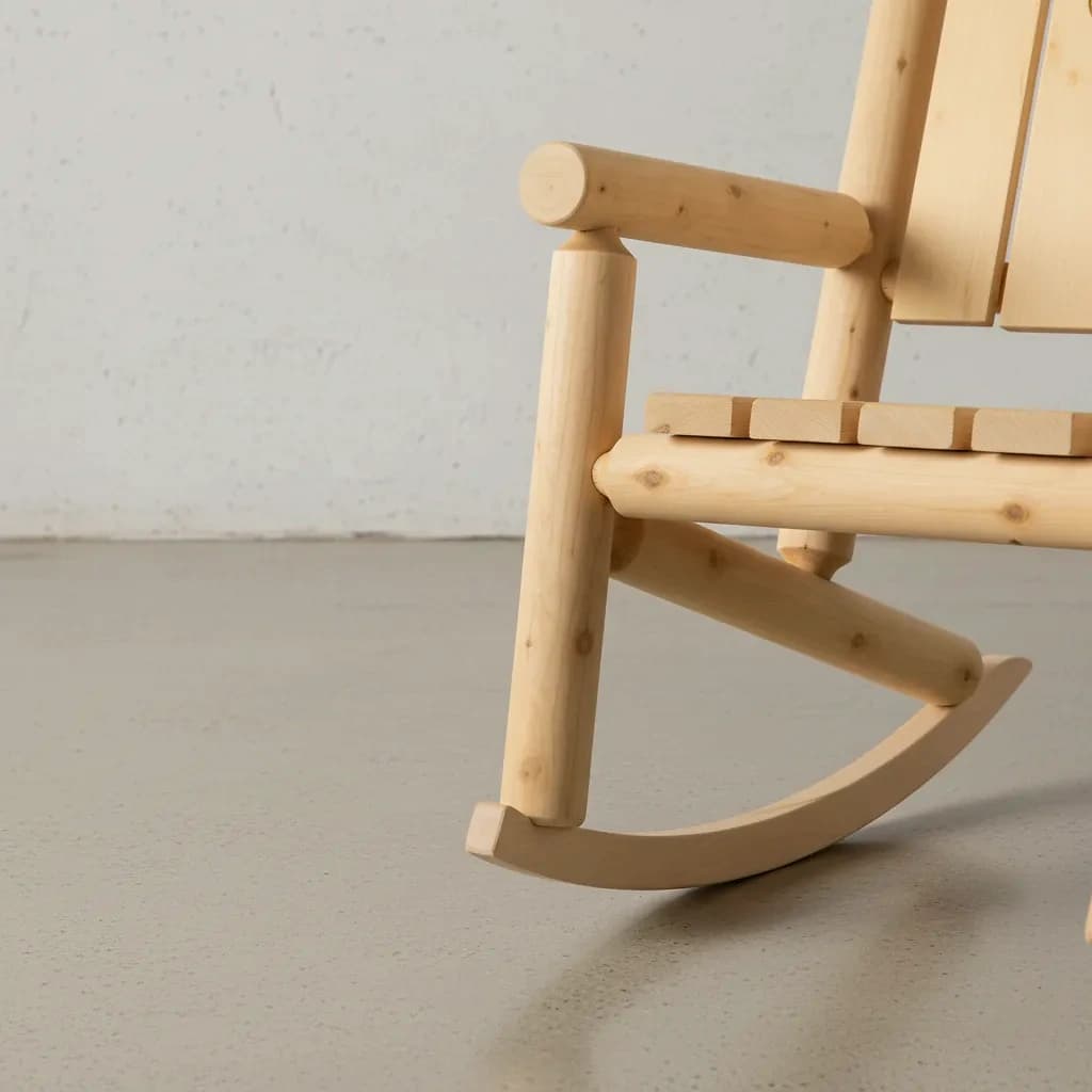 penwood furniture cedar branded back rocking chair medium close up