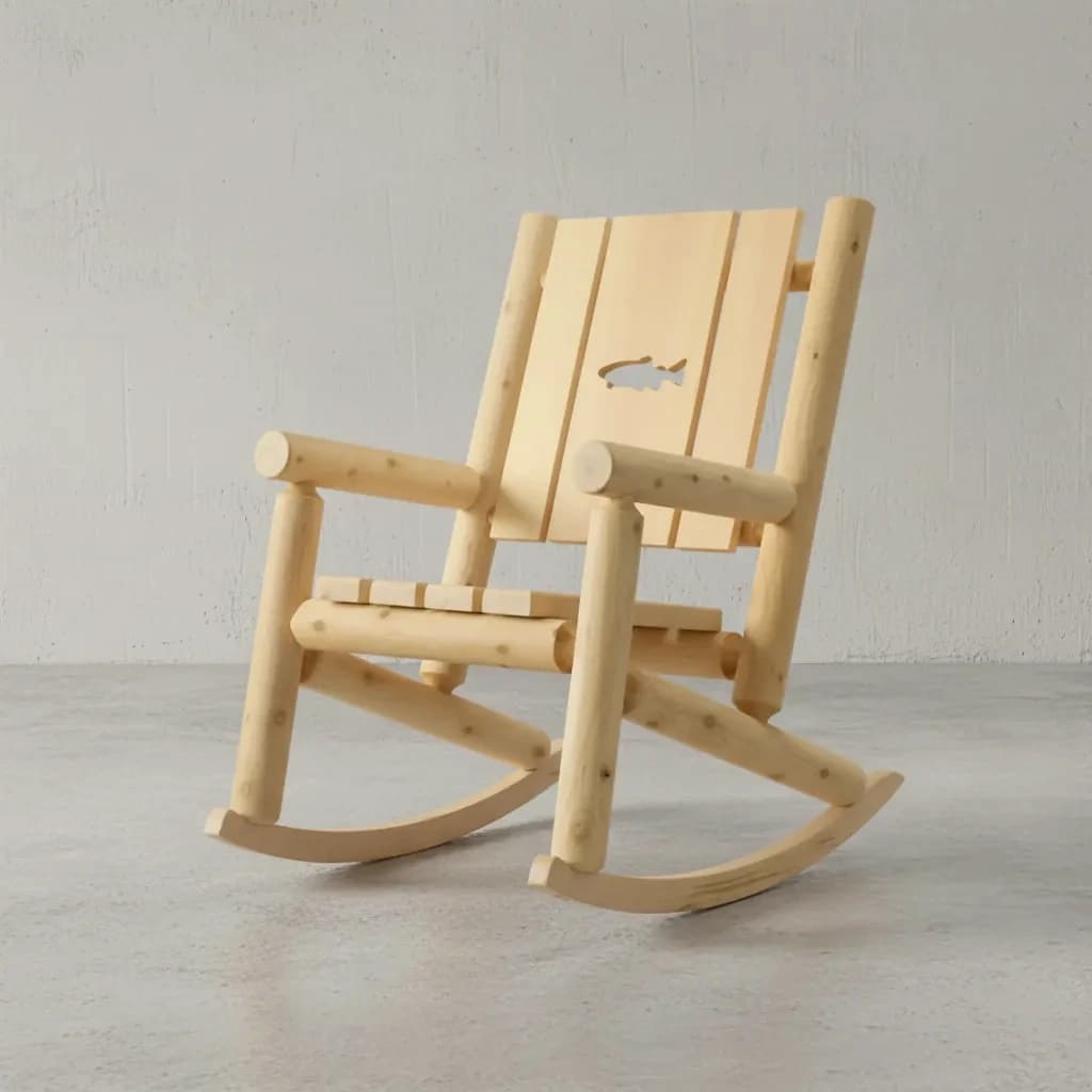 penwood furniture cedar cut back rocking chair 45 degree angle
