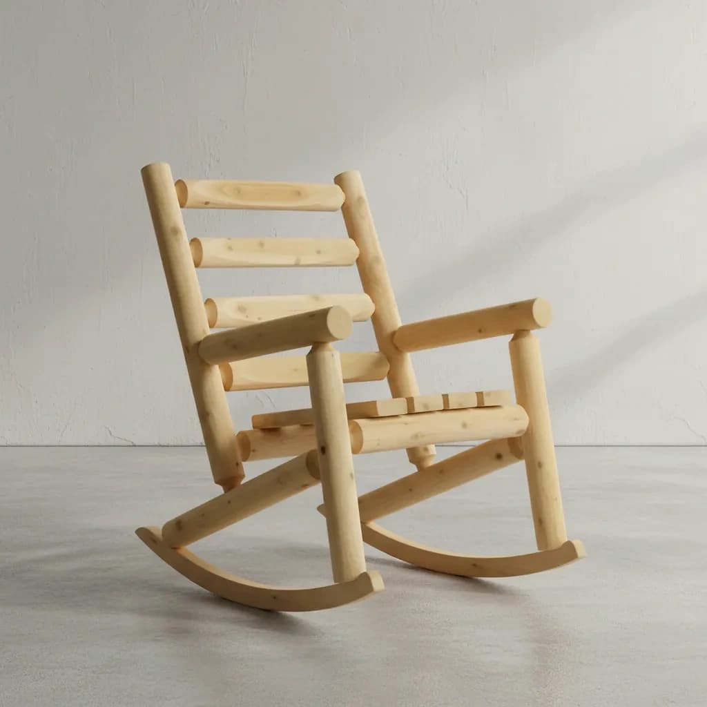penwood furniture cedar ladder back rocking chair 45 degree angle