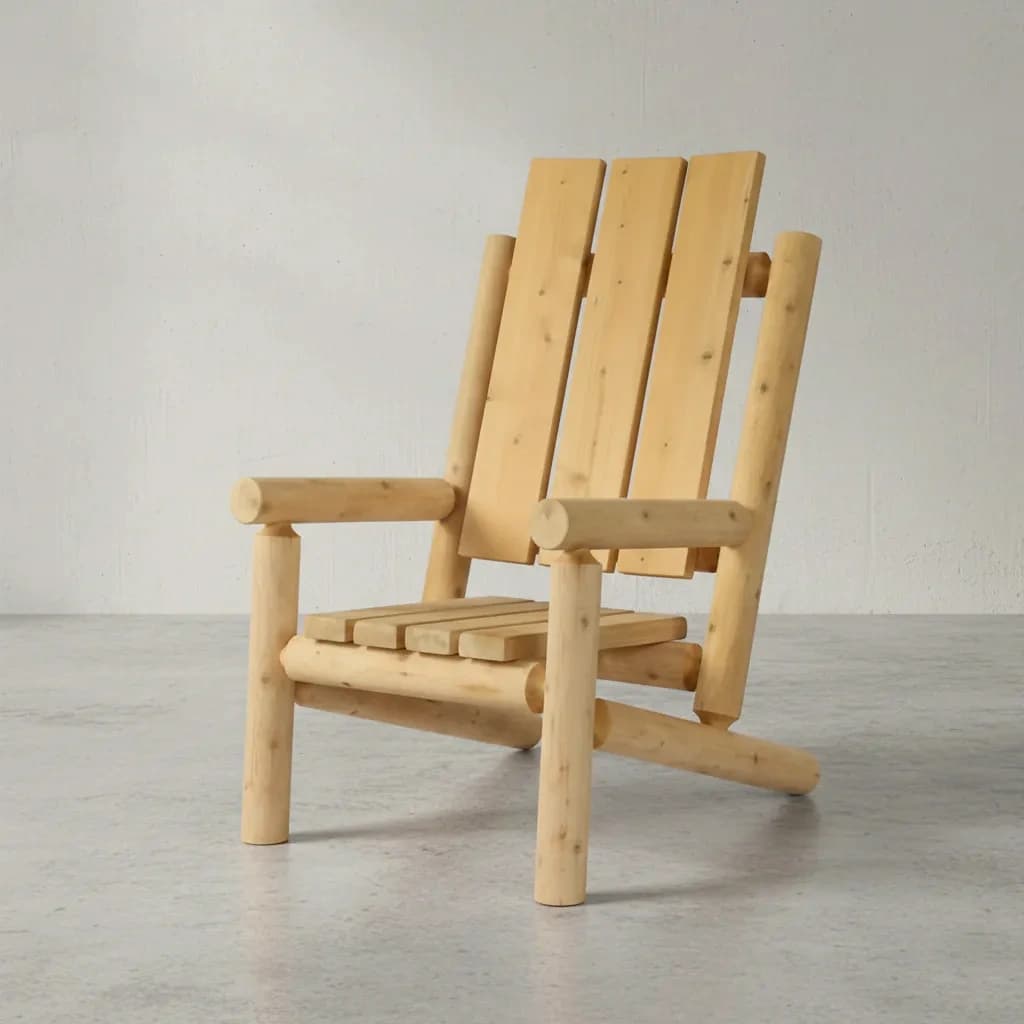 penwood furniture cedar modern log chair 45 degree angle
