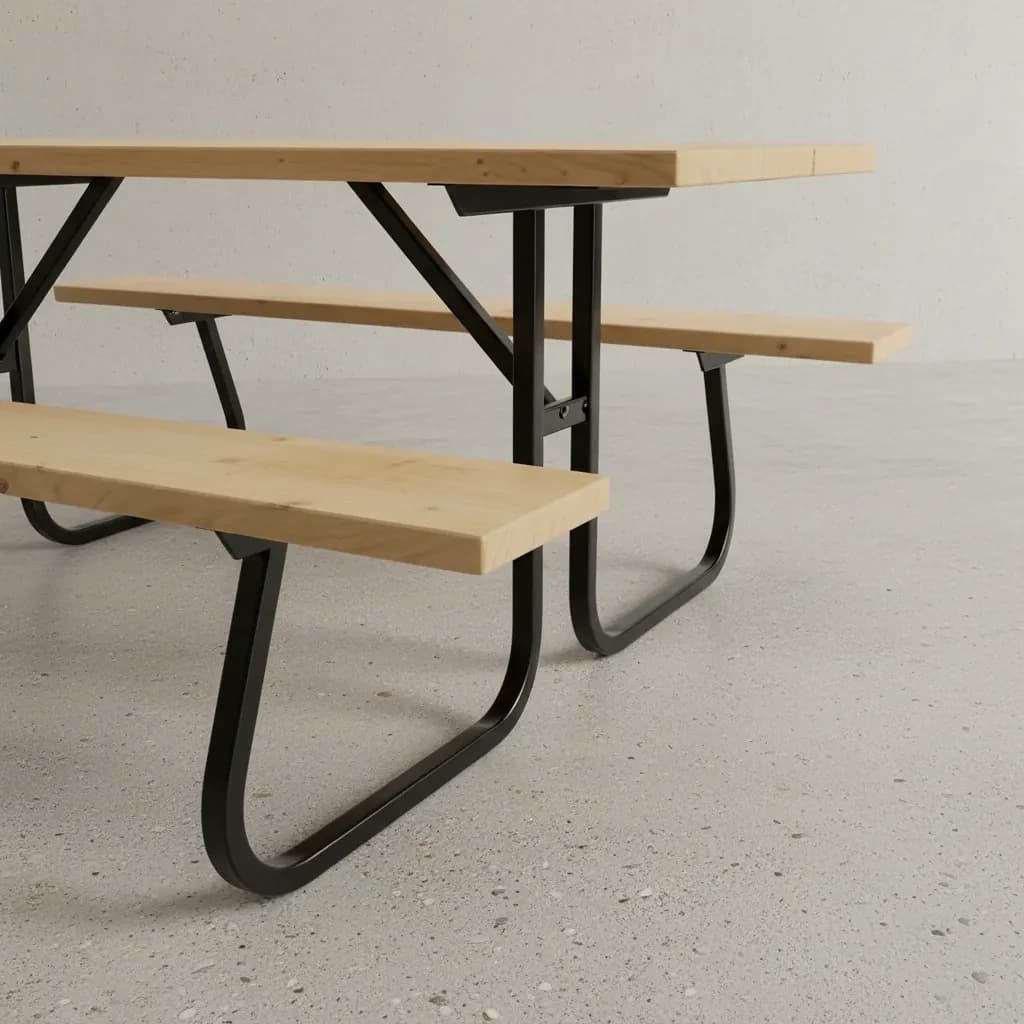 penwood furniture cedar steel frame picnic bench medium close up