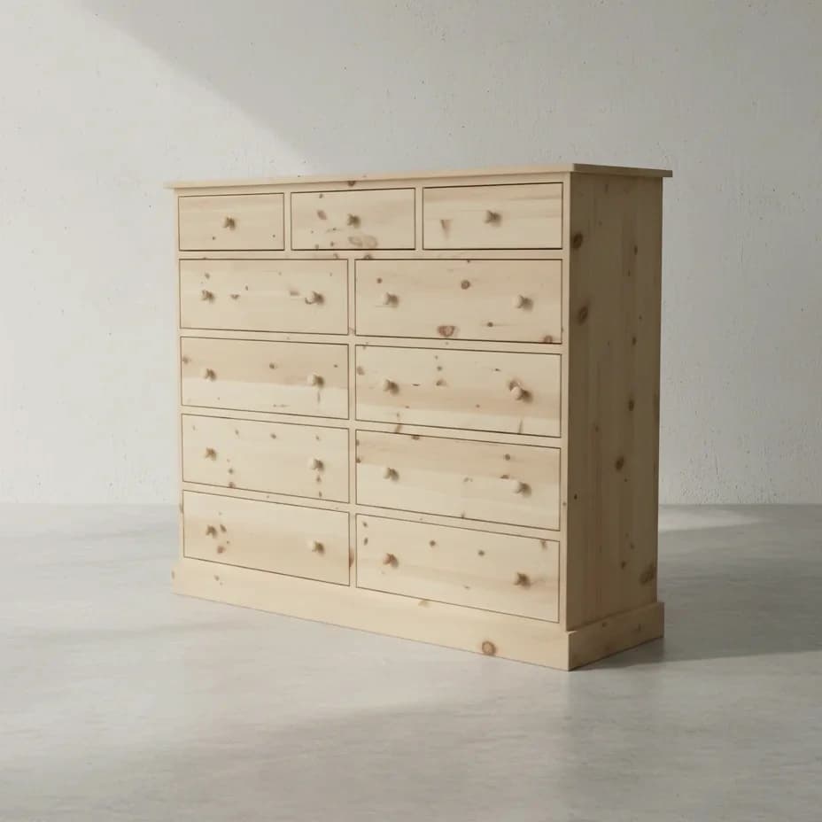 penwood furniture cottage 11 drawer mule chest ct21 45 degree angle