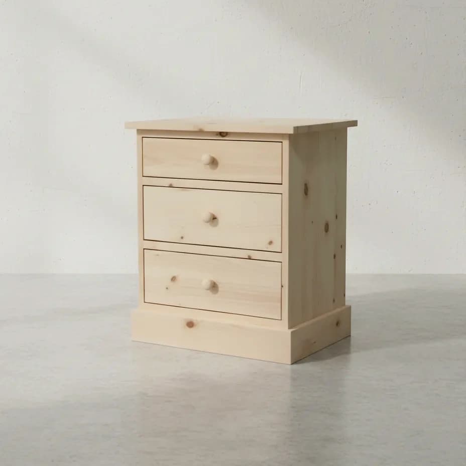 penwood furniture cottage 3 drawer night stand ct13 45 degree angle