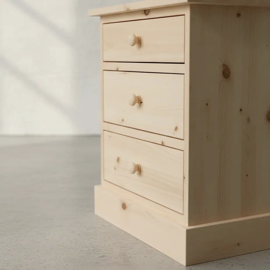 penwood furniture cottage 3 drawer night stand ct13 medium close up