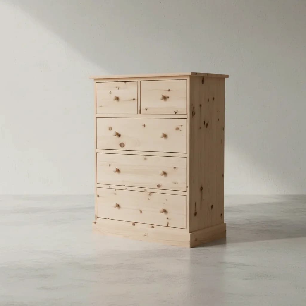 penwood furniture cottage 5 drawer hiboy ct15h 45 degree angle