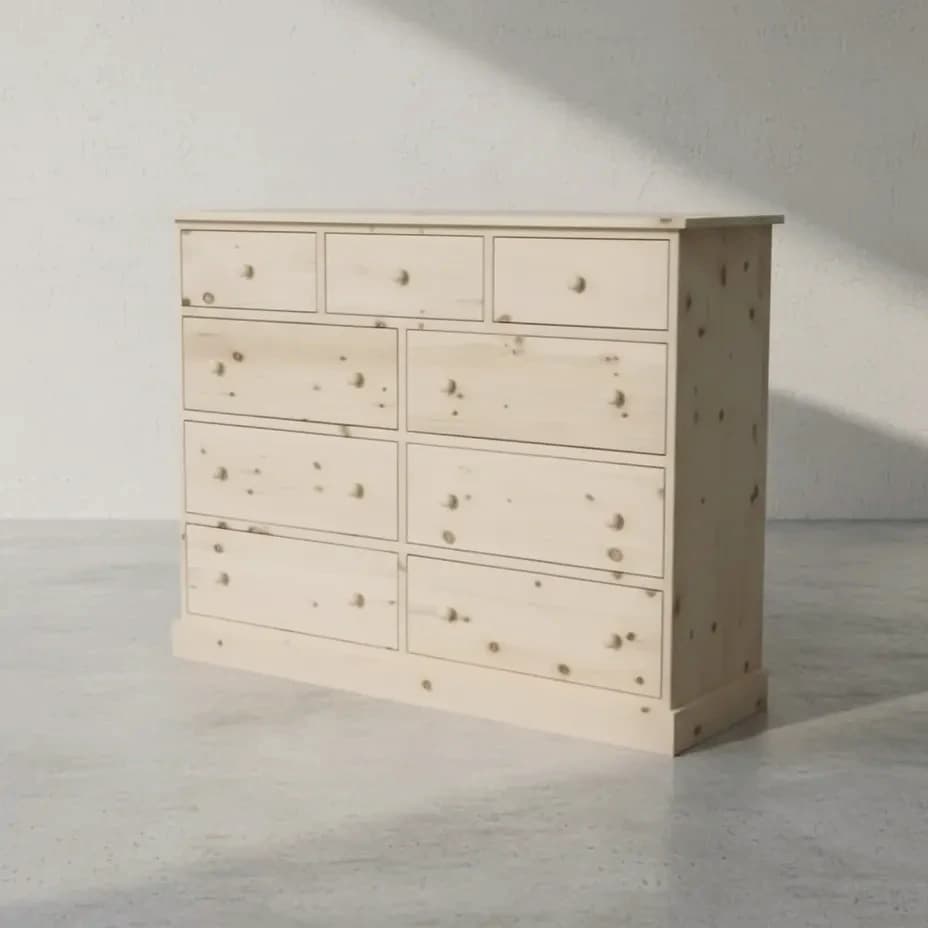 penwood furniture cottage 9 drawer mule chest ct20 45 degree angle