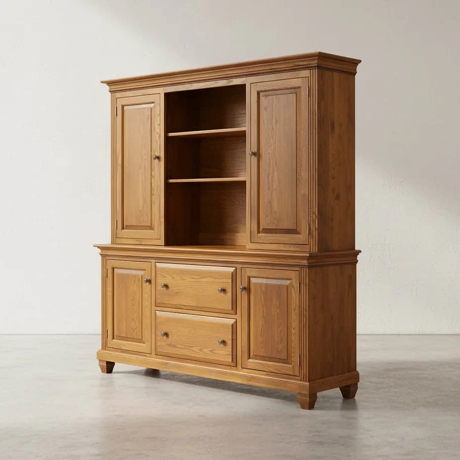 penwood furniture florentino credenza with hutch f2174h 45 degree angle