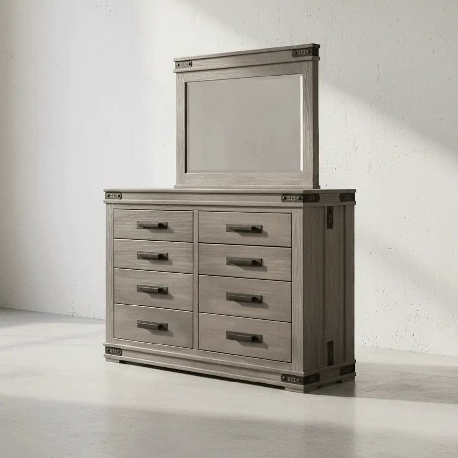 penwood furniture gastown dresser with mirror 8 drawers 45 degree angle