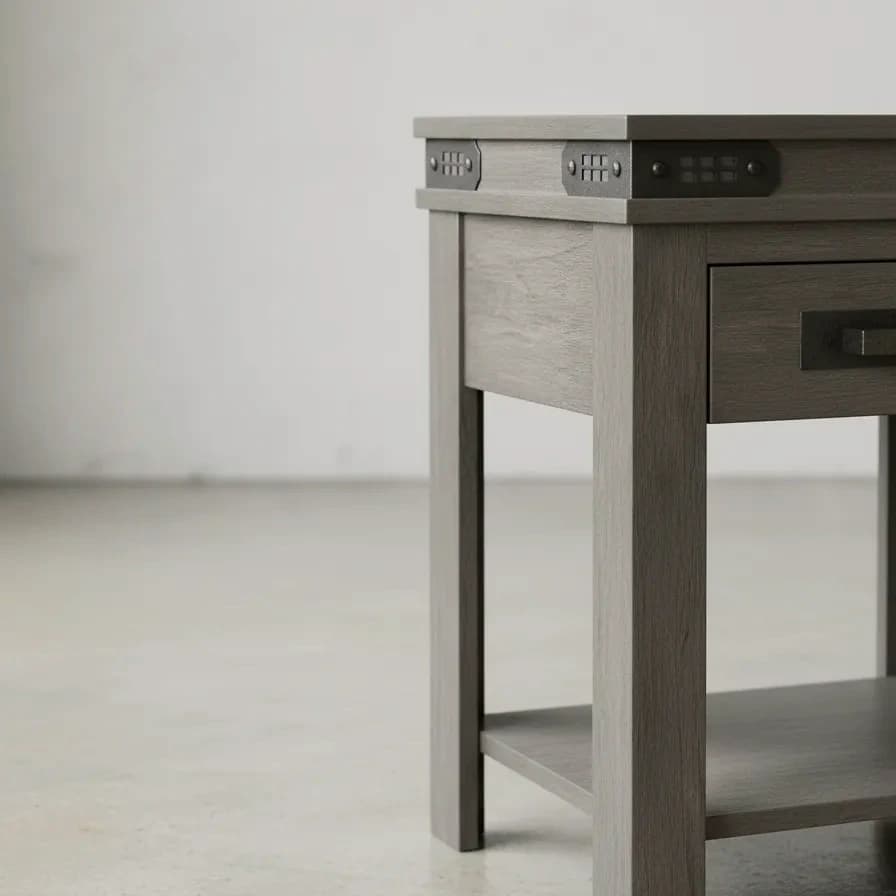 penwood furniture gastown night stand 1 drawer open medium close up
