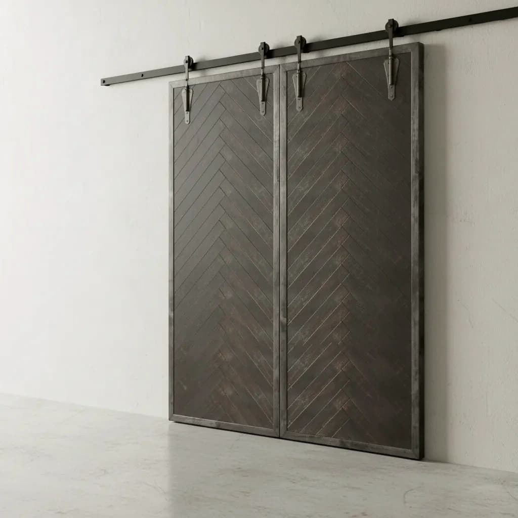 penwood furniture herringbone barn door medium close up