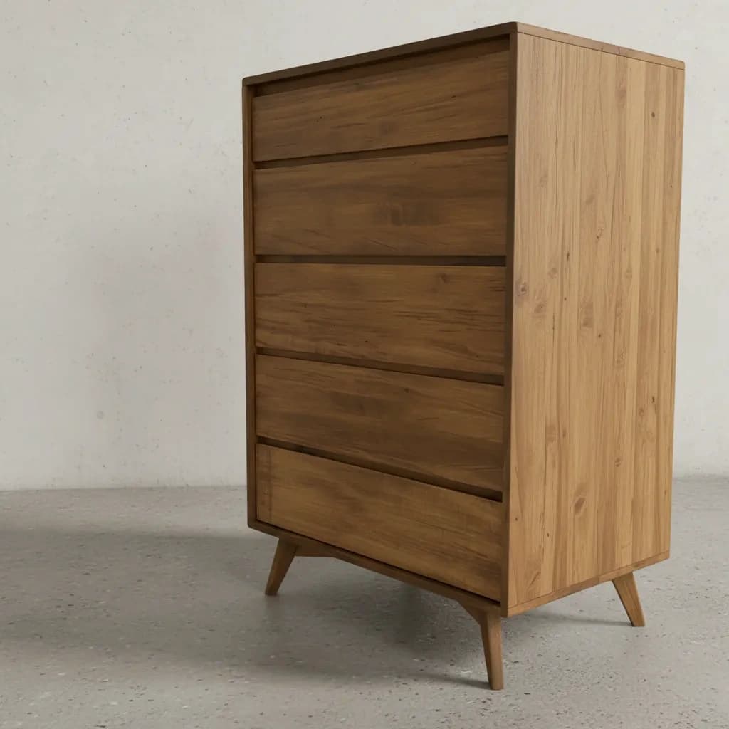 penwood furniture hygge 5 drawer tall dresser medium close up
