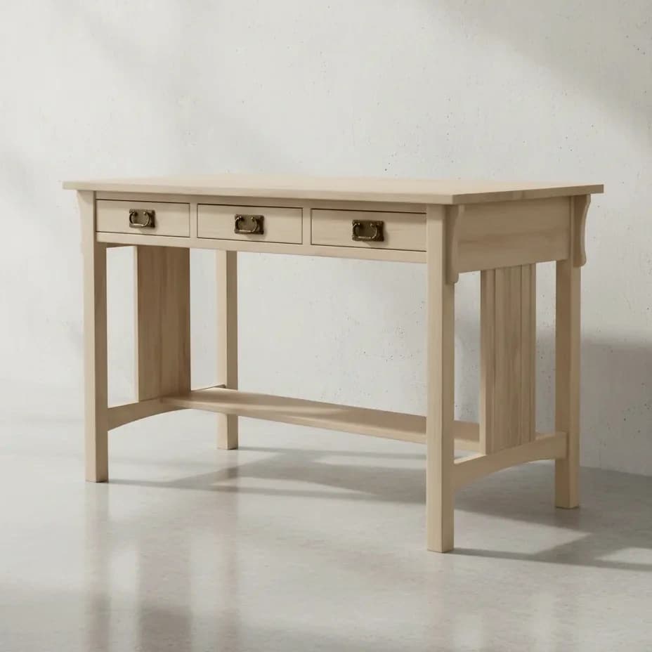 penwood furniture mission 3 drawer desk m2448d 45 degree angle