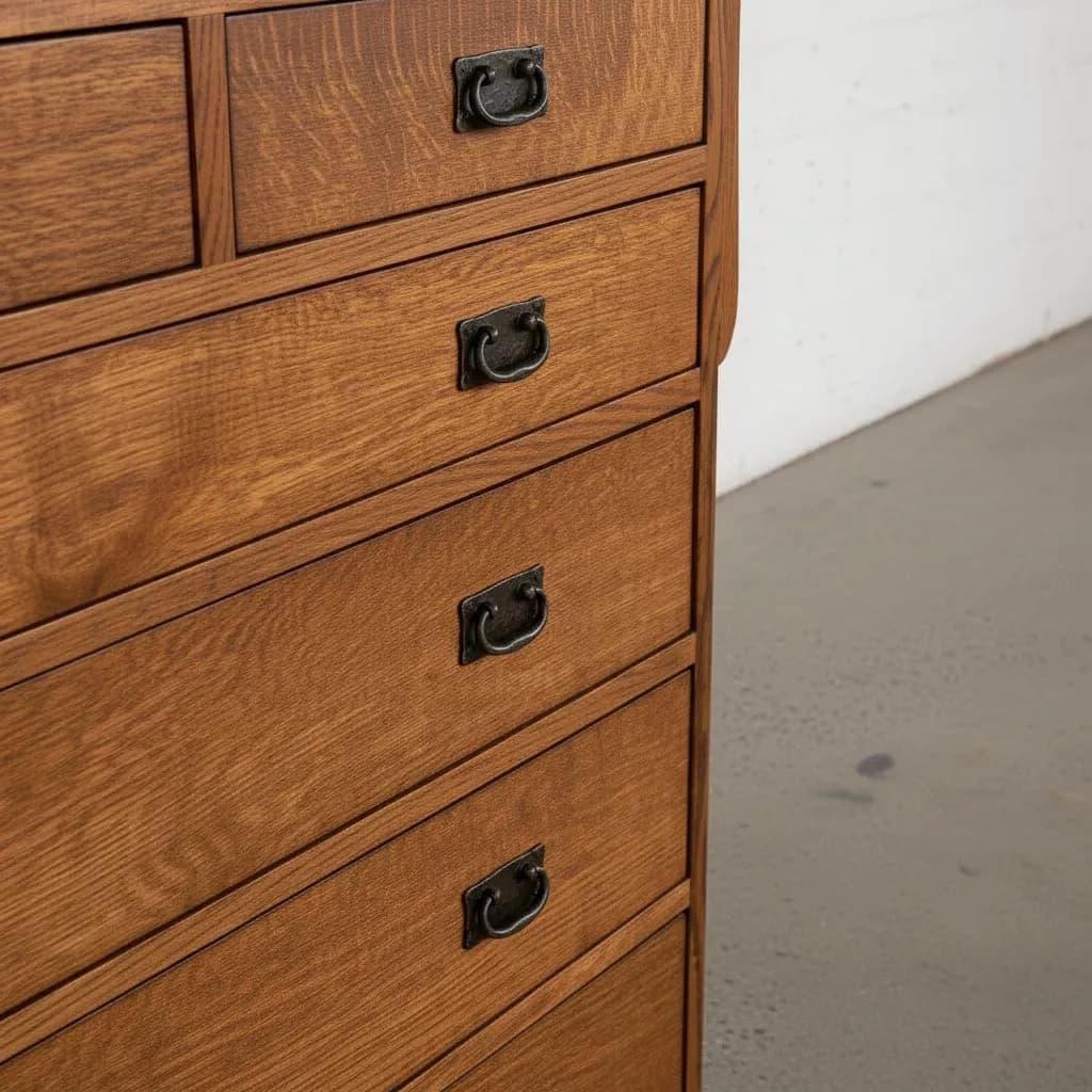 penwood furniture mission 8 drawer highboy medium close up