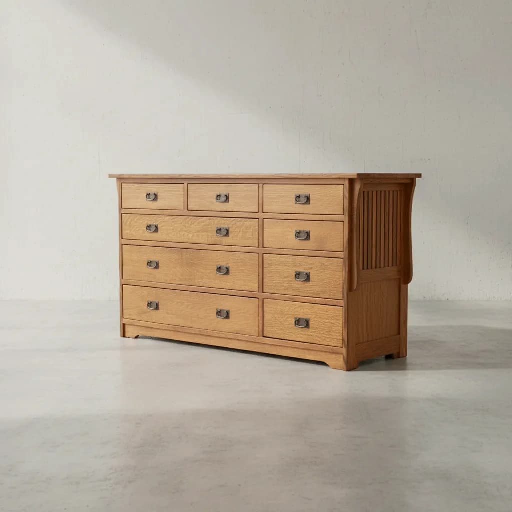penwood furniture mission 9 drawer dresser 45 degree angle