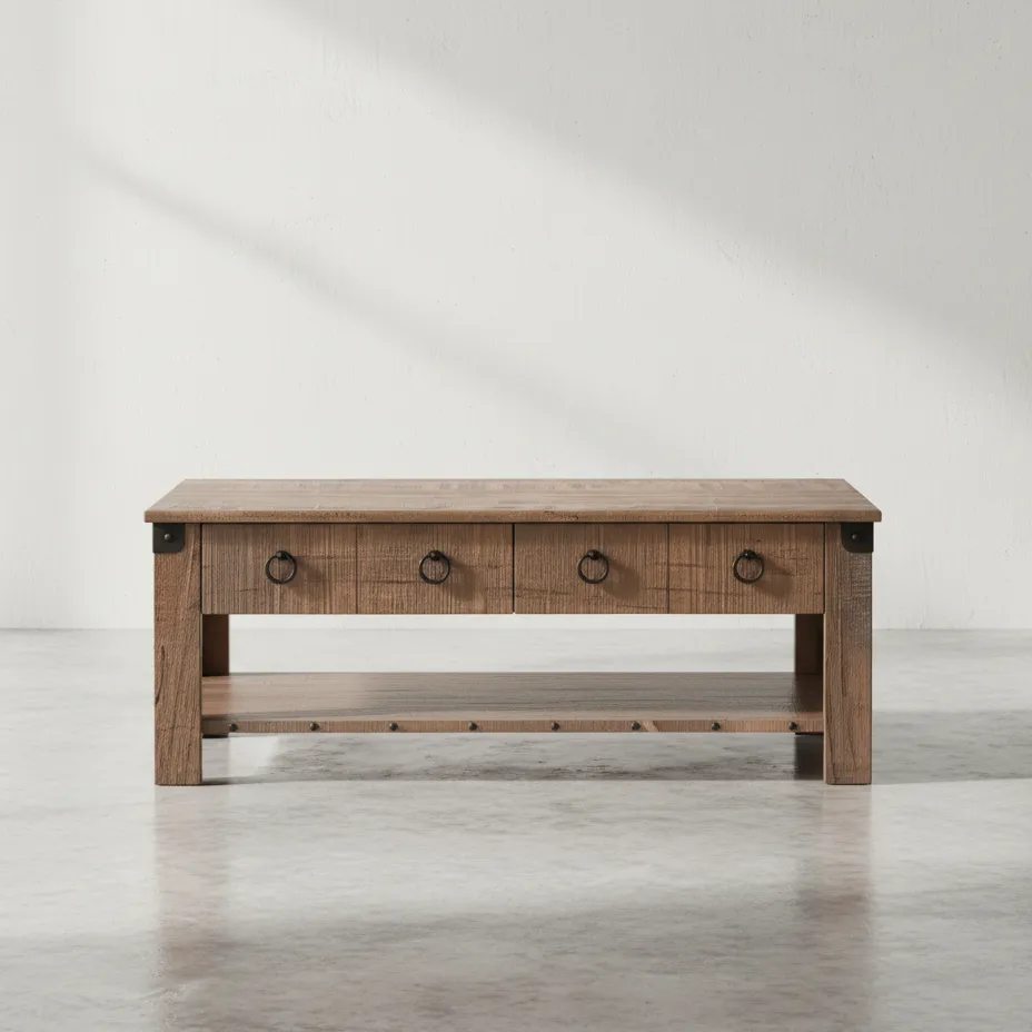 penwood furniture barrelworks coffee table face on horizontal