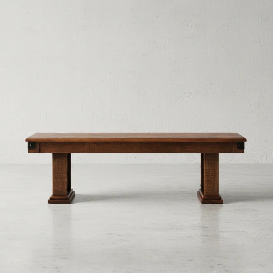 penwood furniture barrelworks dining bench face on horizontal
