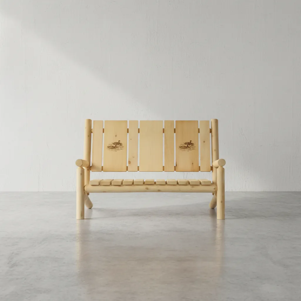 penwood furniture cedar branded back bench face on horizontal
