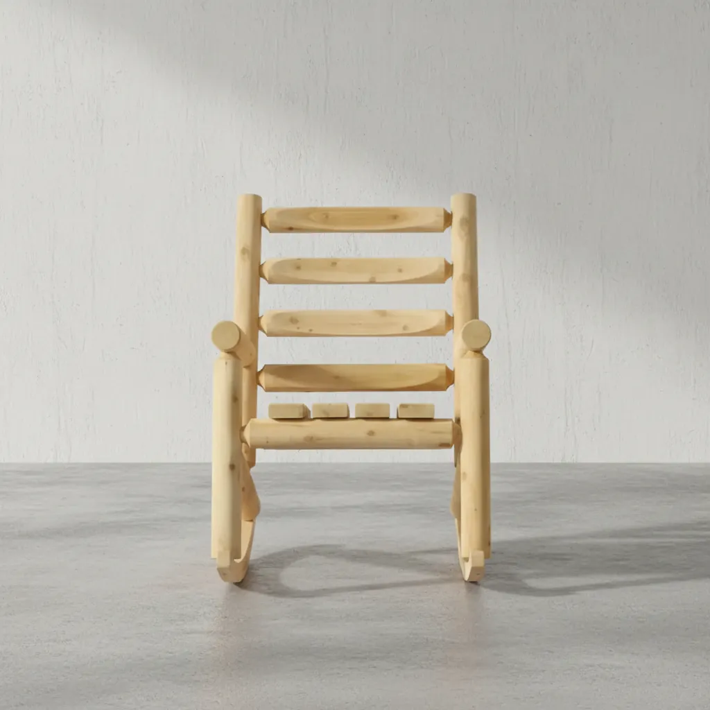 penwood furniture cedar ladder back rocking chair face on horizontal