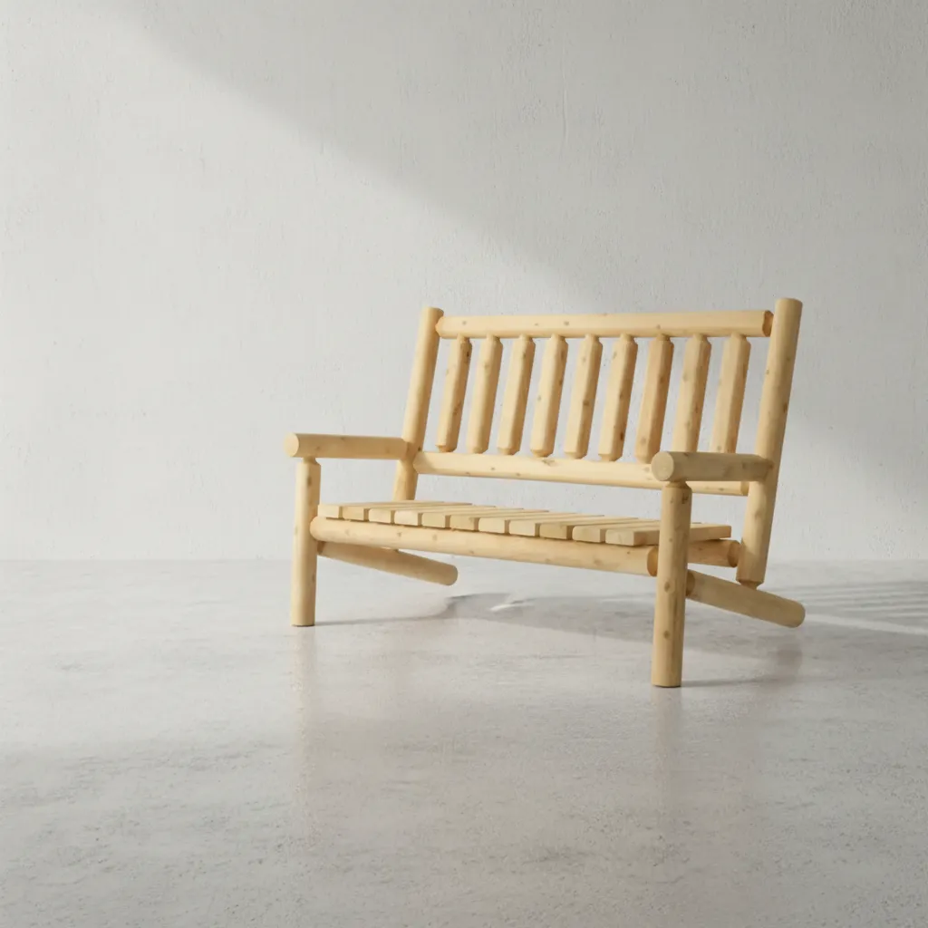 penwood furniture cedar log bench 45 degree angle