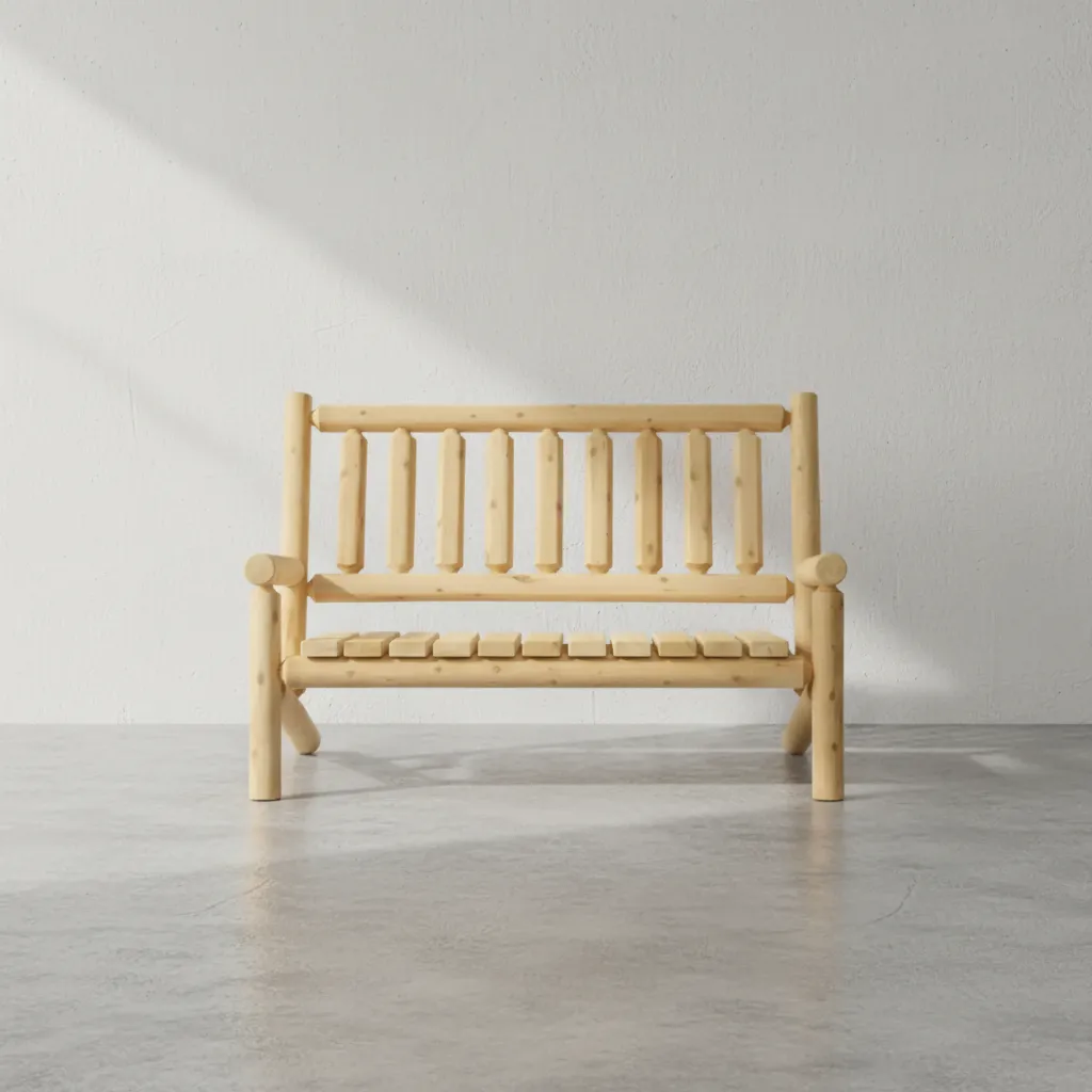 penwood furniture cedar log bench face on horizontal