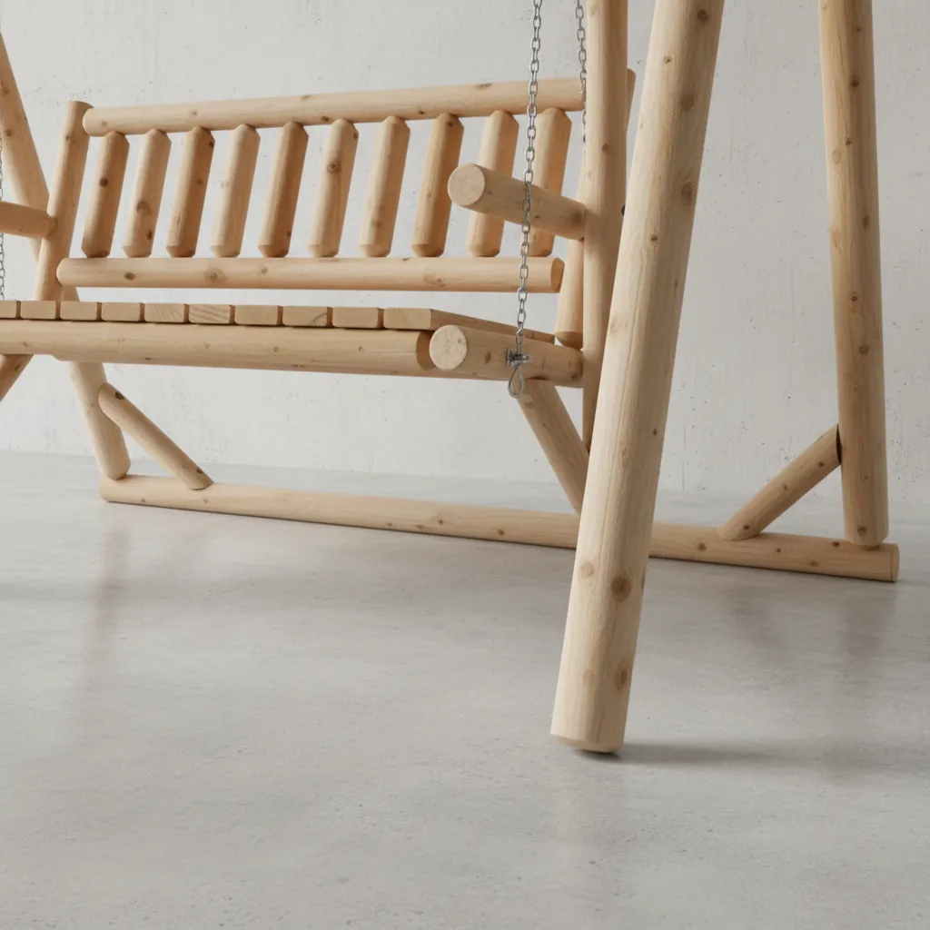 penwood furniture cedar log classic swing medium close up