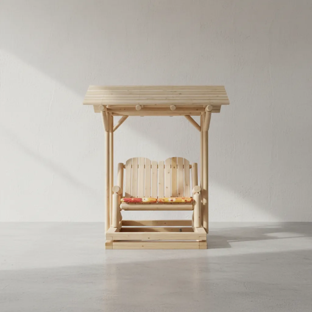 penwood furniture cedar log glider with roof face on horizontal