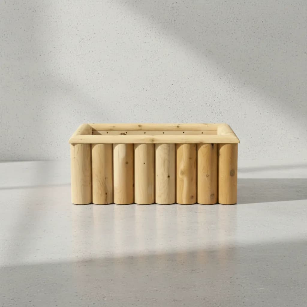 penwood furniture cedar log planter box face on horizontal