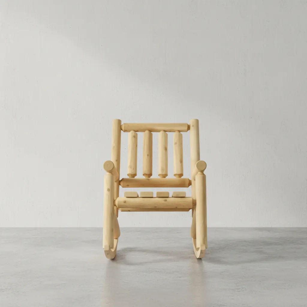 penwood furniture cedar log rocking chair face on horizontal
