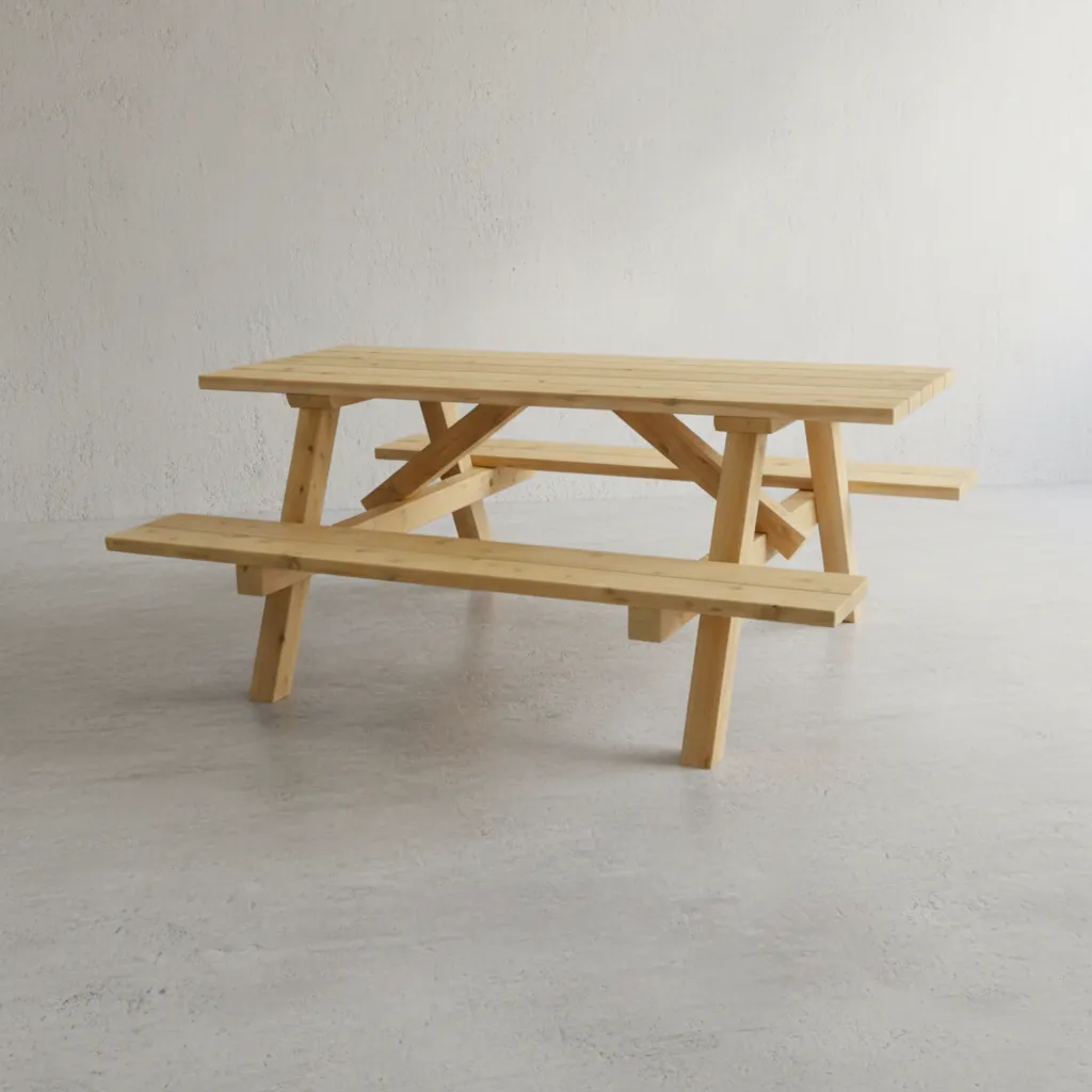 penwood furniture cedar square leg picnic table face on horizontal